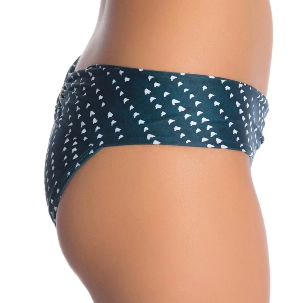 Vix by Paula Hermanny Bikini Bottom Teal‎ Geometric Pattern Cheeky Hipster S $96